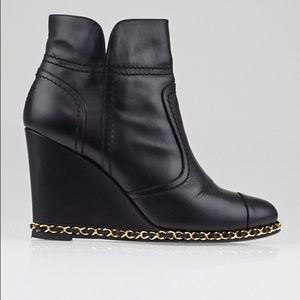 Chanel Wedge Ankle Boots with Chains